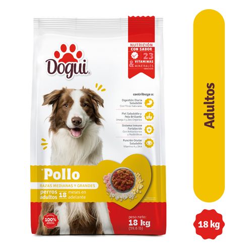 Alimento Dogui Perro Adulto Sabor Pollo Razas Medianas Y Grandes, 18 Meses En Adelante - 18Kg