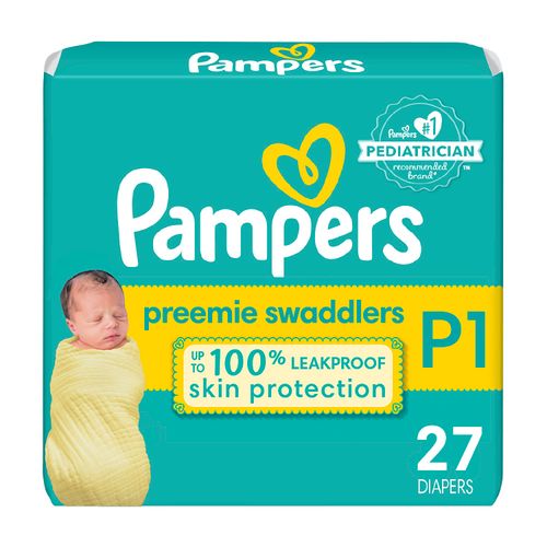 Pañales Pampers Preemie Swaddlers Talla P-1, 2,7kg - 27Uds