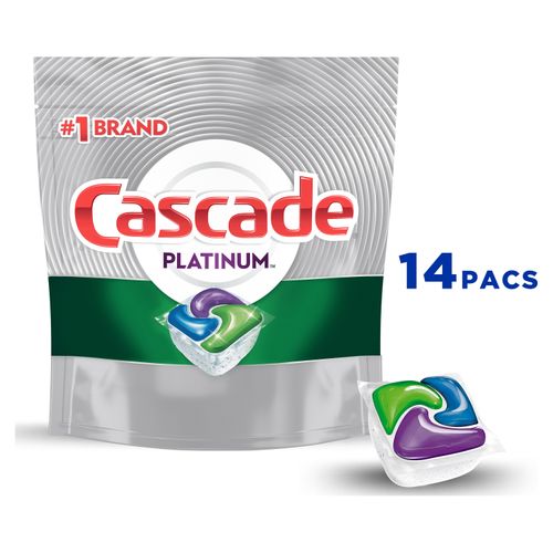 Detergente en cápsulas para  Lavaplatos Cascade Platinum, 14 uds