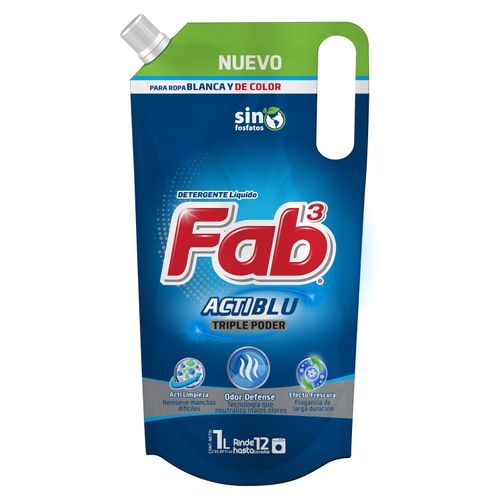 Detergente Líquido Fab Poder, Remueve Manchas Difíciles Doy Pack -  900 ml