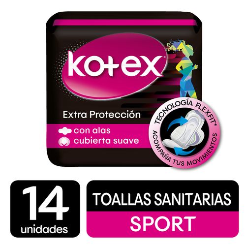 Toallas Femeninas Kotex Sport Ultradelgadas Con Alas - 14Uds