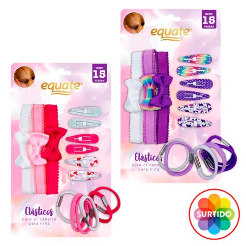 Set Snapclips Bandan Y Ligas Marca Equate - 15 Unidades