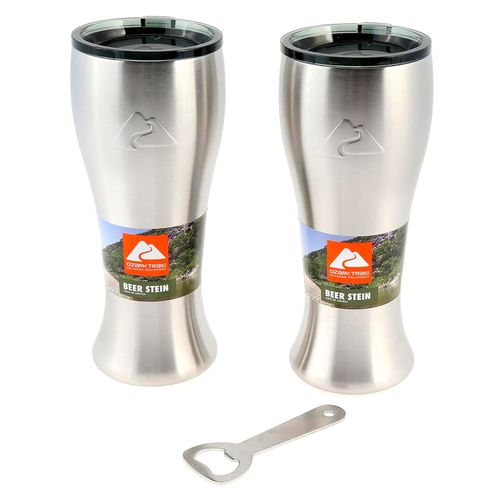 Jarras cerveceras Ozark Trail de acero inoxidable con destapador de botella capacidad 20 oz - 3 Pzas