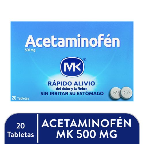 Acetaminofén Mk  500 Mg 20 Tabletas