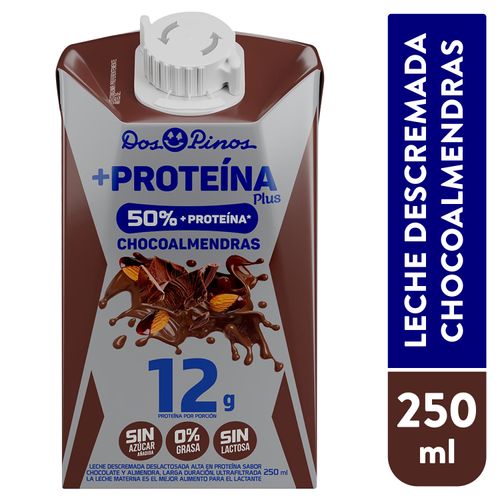 Leche Dos Pinos Choco Almendras + Proteína, Descremada, Sin Lactosa Y 0% Grasa - 250 ml