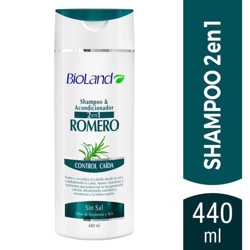 2en1  Shampu y Acondicionador Bioland Control Caída Romero - 440 ml