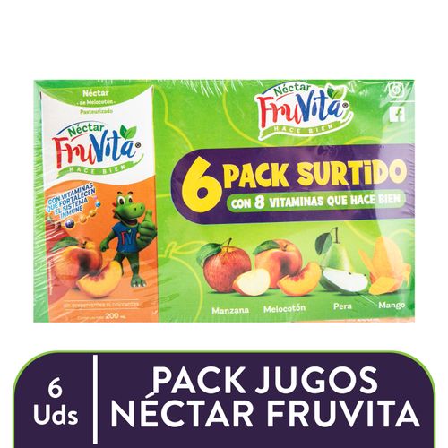 Jugos nectar Fruvita, 6 pack surtido -200 ml