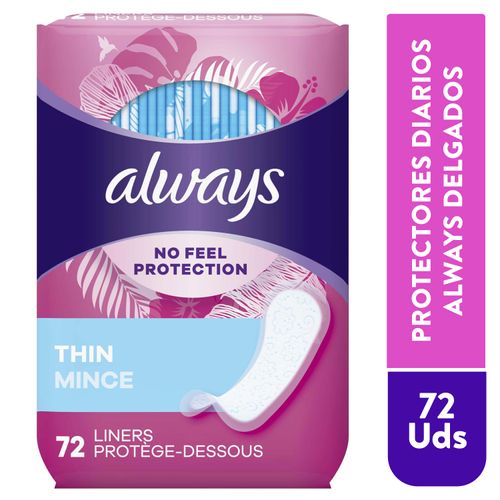 Protectores Diarios Always No Feel Protection Delgados - 72Uds