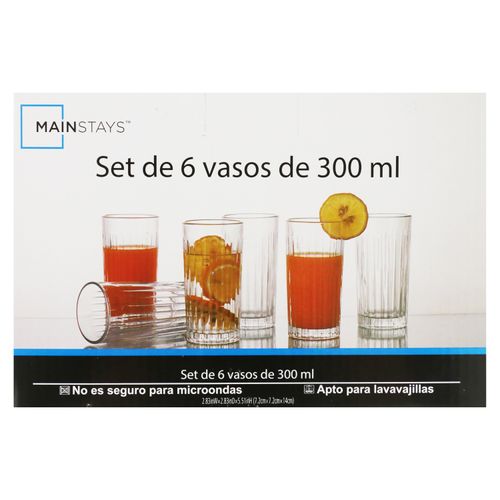 Ms Set De 6 Vasos De Vidrio 350 ml