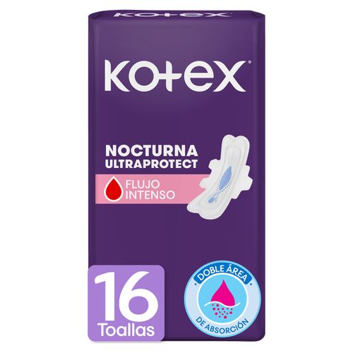 Toallas Femeninas Kotex Nocturna Ultraprotect -16 Uds