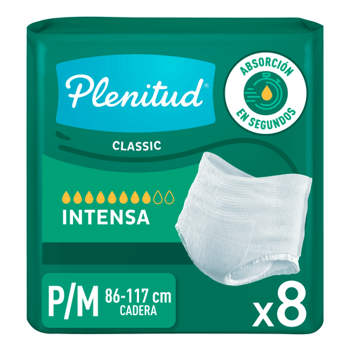 Ropa Interior Desechable Adulto Plenitud Classic P/M -8 Uds