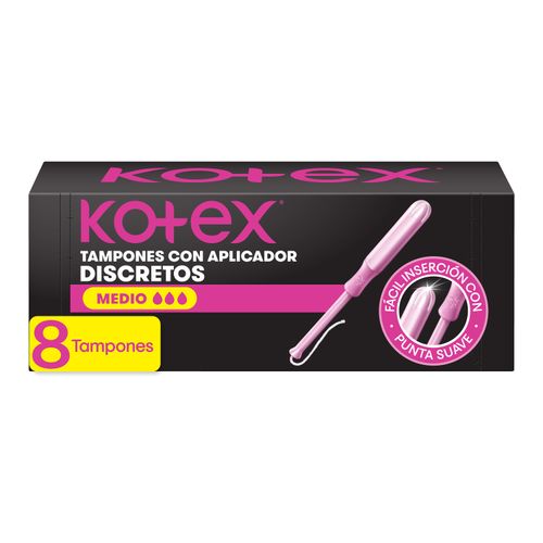 Tampones Kotex Discretos Medio con Aplicador -8 Uds