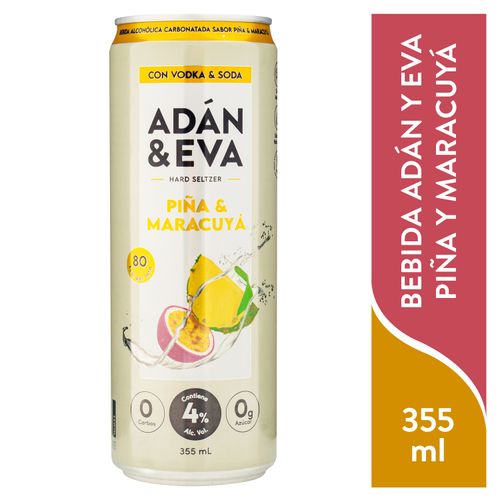 Bebida Adan Y Eva Sabor A Maracuya Y Piña Con Ron - 355 ml