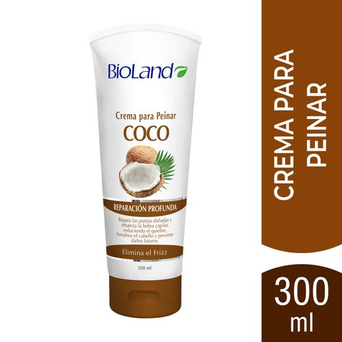 Crema BioLand  Para Peinar Coco Reparación Profunda -300 ml