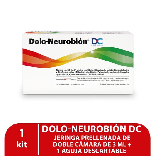 Dolo-Neurobión DC Jeringa Prellenada De Doble Cámara De 3 ml + 1 Aguja Descartable 1 Kit