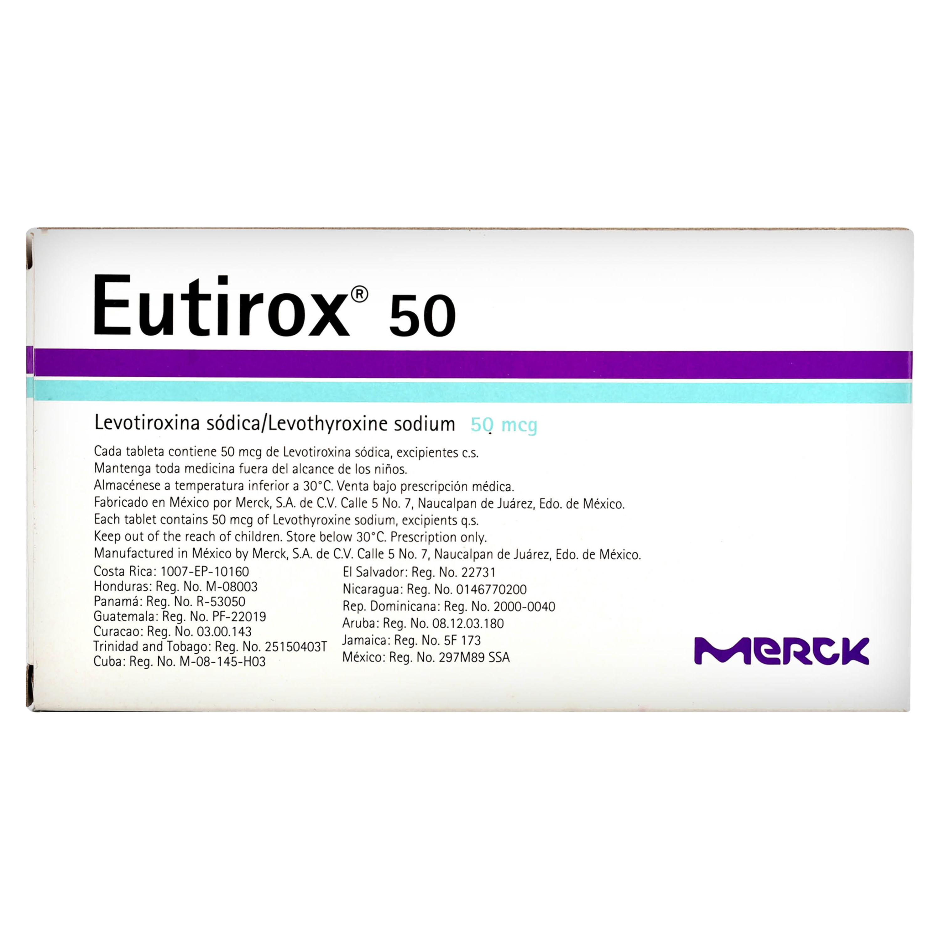 Comprar Eutirox Merck 50 Mcg 50 Tabletas | Walmart El Salvador