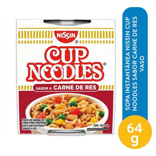 Sopa Nissin Instantánea Cup Noodles Sabor Carne de Res Vaso - 64 g