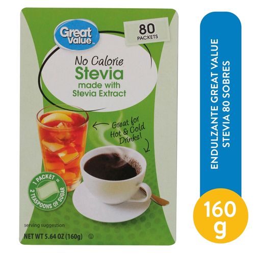 Endulzante Great Value Stevia 80 Uds - 160 g