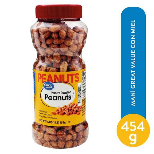 Maní Great Value con miel - 454 g