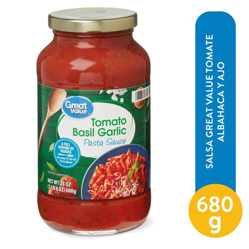 Salsa Great Value tomate albahaca y ajo - 680 g