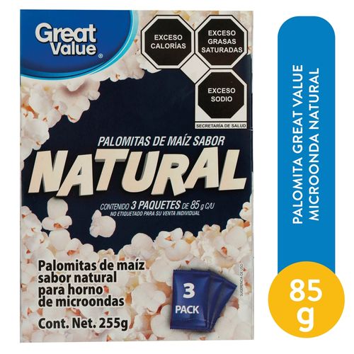 Palomita Great Value Microonda Natural - 85 g