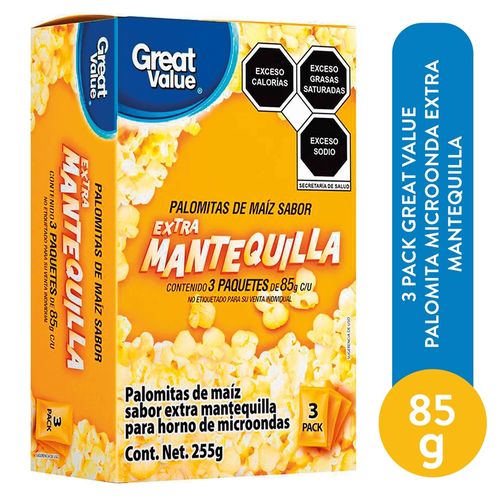 Palomitas de maíz Great Value extra mantequilla 3 pack - 255 g