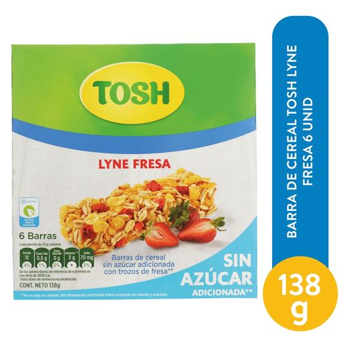 Barra De Cereal Tosh Lyne Fresa 6 unid-138 g