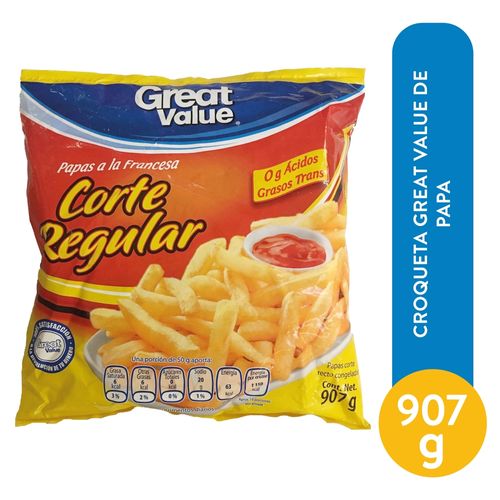 Papas a la francesa Great Value corte recto y congeladas - 907 g