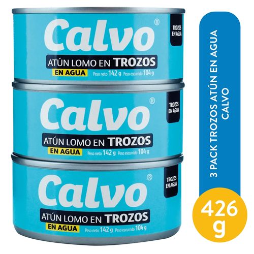 3 Pack Trozos Atun En Agua Calvo 426 g