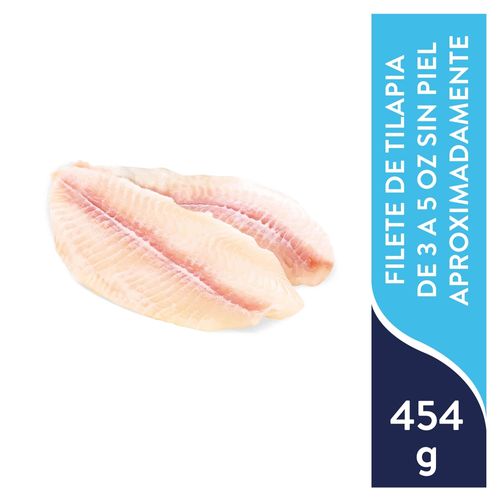 Filete De Tilapia de 3 A 5 Oz Sin Piel Aproximadamente - Precio Indicado por Libra (454 g)