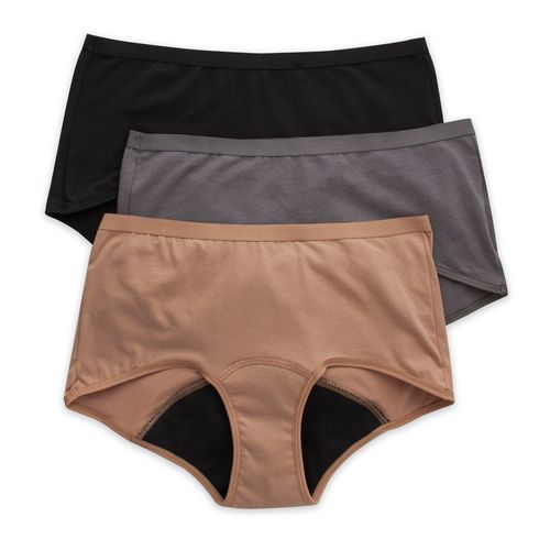 Boyshort Hanes, de Periodo para mujer, flujo Moderado, 3 pack surtido -Talla 7