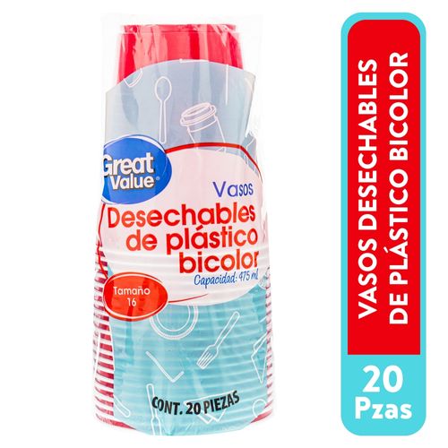 Vaso Great Value Desechable Bicolor N16 20U