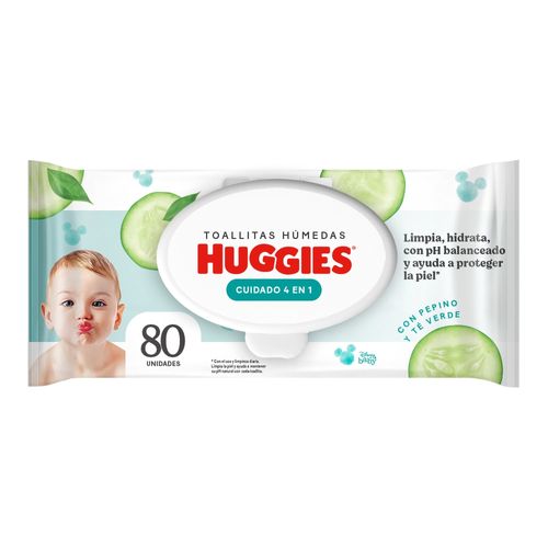 Toallas Húmedas Huggies One & Done, Con Pepino Y Té Verde - 80 Uds