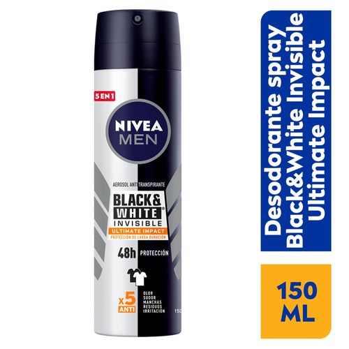 Desodorante Nivea Men  Antimanchas en Spray Black & White Invisible Ultimate - 150 ml