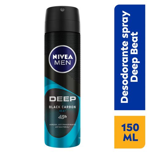 Desodorante Nivea Men  Antibacterial en Spray Deep Beat Black Carbon - 150 ml