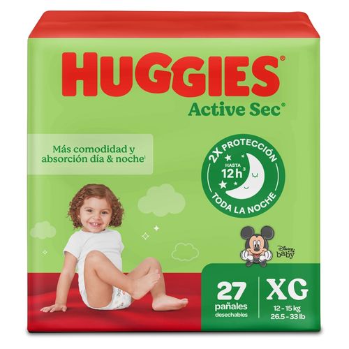Pañales Huggies Active Sec Etapa 4/XG - 27 Uds