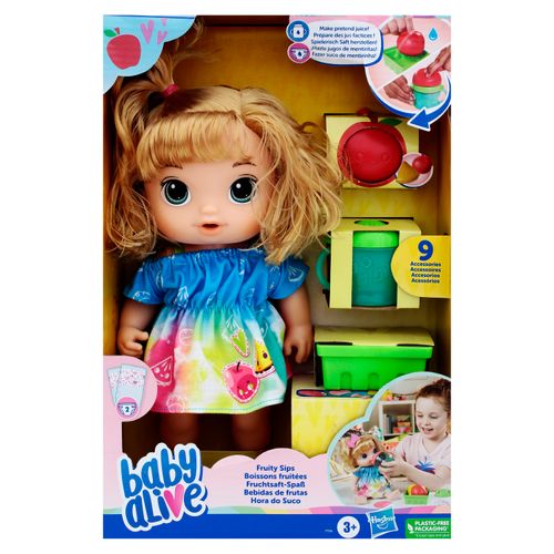 Muñeca Baby Alive Bebida de Frutas Manzana Cabello Rubio
