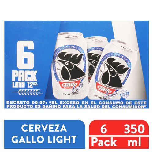 Cerveza Gallo light sabor y calidad en lata 6 pack - 350 ml