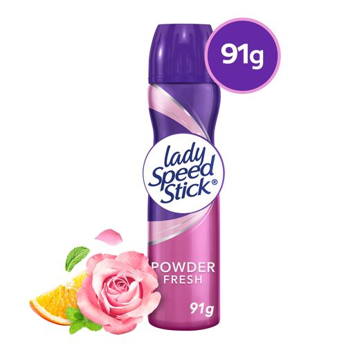 Desodorante Antitranspirante Lady Speed Stick, Powder Fresh en Aerosol para Mujer, 91 g