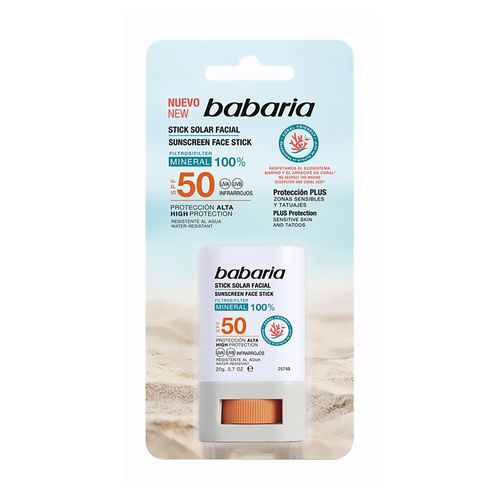 Protector solar Babaria en barra facial potección alta FPS 50 - 20 g