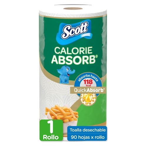 Toalla De Papel Desechable Scott Calorie Absorb 90 Hojas - 1 Rollo