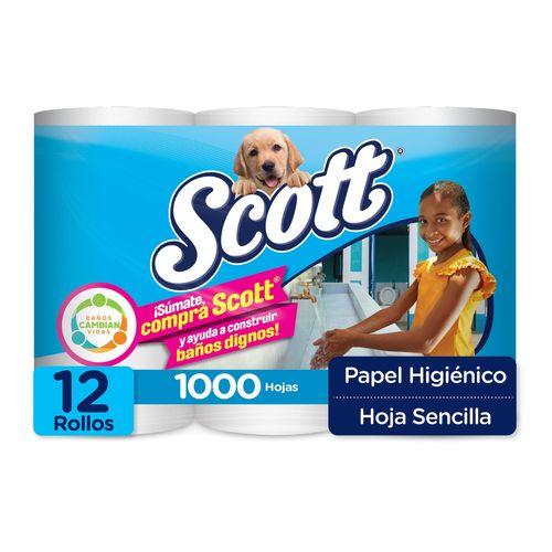 Papel Higiénico Scott 1000 Hojas - 12 Rollos