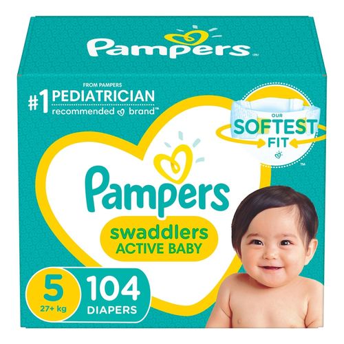 Pañales Pampers Swaddlers Talla 5, 12kg - 104Uds