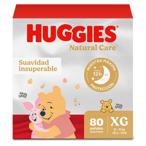 Pañales Huggies Natural Care Etapa 4/XG, 12 A 15kg - 80Uds