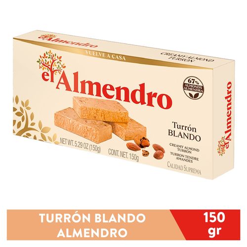 Turrón Blando El Almendro, Calidad Suprema, Sin Glúten - 150 g