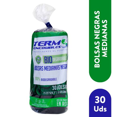 Bolsa Para Basura Biotermo Negra Mediana - 30 Unidades