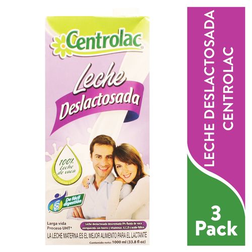 Cen 3 Pack Leche Uht Deslacto 6000 ml