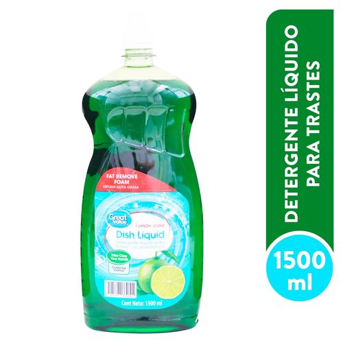 Lavaplatos Líquido Great Value Aroma Limón - 1500 ml