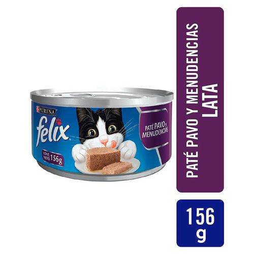 Alimento Húmedo Gato Adulto Purina Felix Paté Pavo Menudencias -156 g