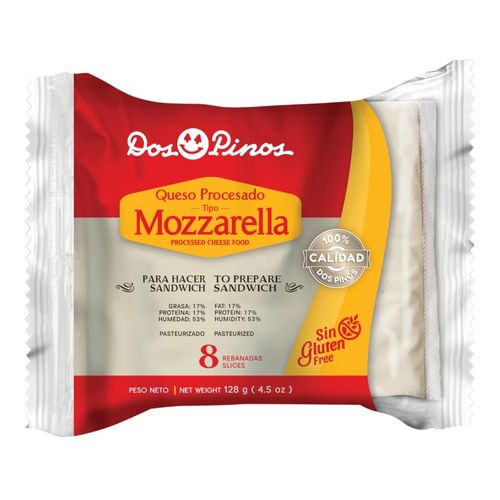 Queso Dos Pinos Procesado Mozzarella 8 Reb - 128 g